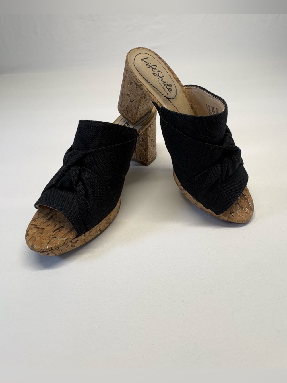 NEW NWOT LifeStride Laguna Black Cork Platform Slide Sandals - Size 6.5M